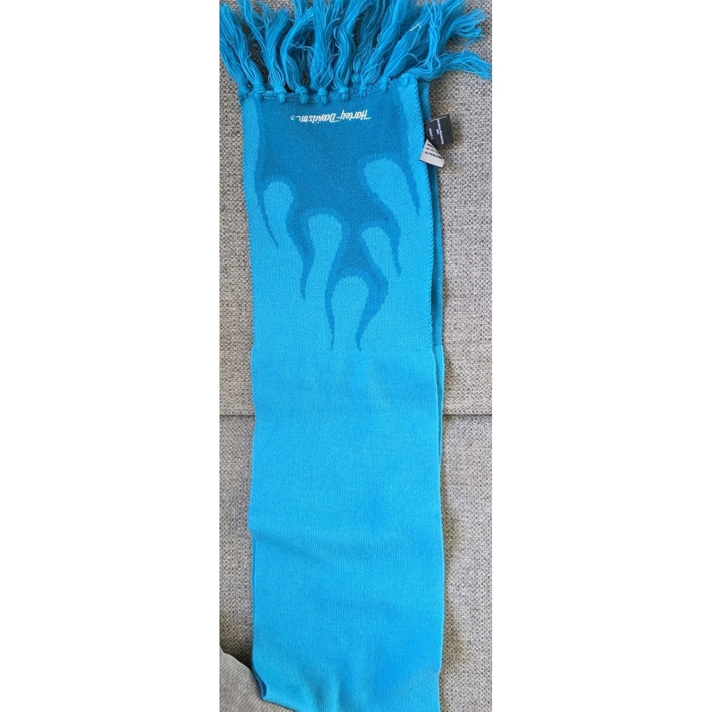 Knit  Harley Davidson Neck Scarf‎ Warmer Turquoise Blue Flame 58"L - Picture 11 of 12